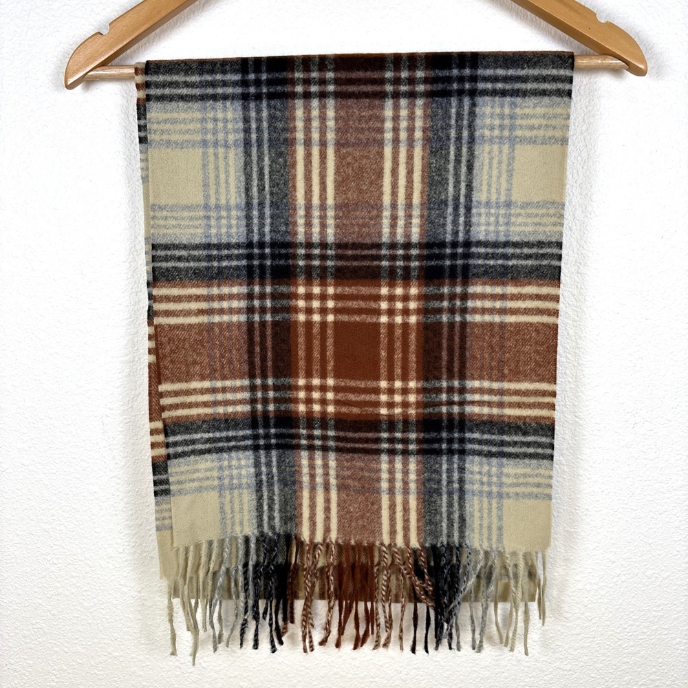 VTG Plaid Neck Scarf 100% Cashmere Hand Tailored Made in Germany - Picture 4 of 10